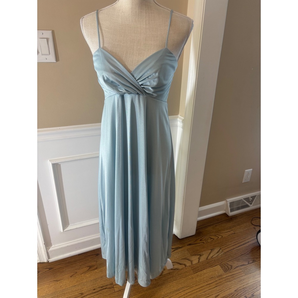 Vintage Act I New York Icy Blue Empire Waist Midi Dress Size 11